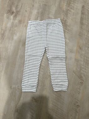Striped White and Black Kids Jersey Leggings